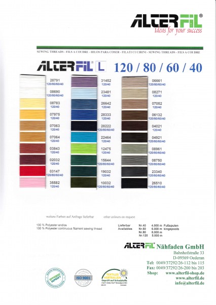 Farbenkarte Alterfil L 40